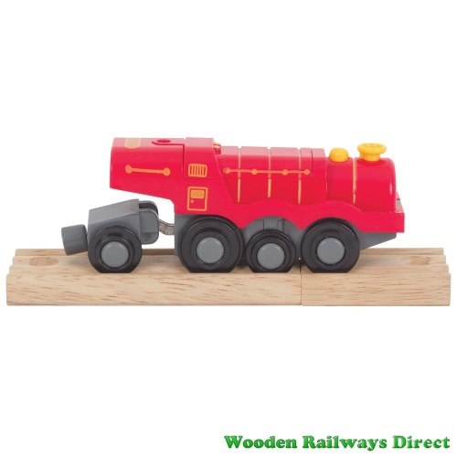 Bigjigs Wooden Railways Big Red Steam Battery Operated Locomotive BJT307