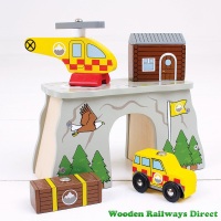 Bigjigs Wooden Railway Fire and Rescue Mountain Rescue Tunnel