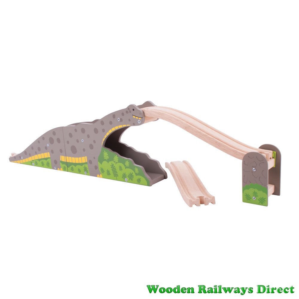 Bigjigs Wooden Railway Dinosaur Bronto Riser Bridge