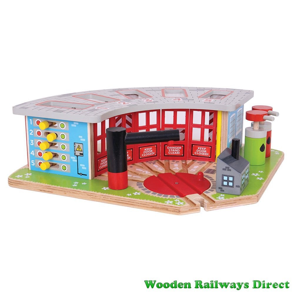 Bigjigs Wooden Railway Five Way Engine Shed