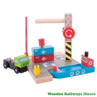Bigjigs Wooden Railway Container Shipping Yard