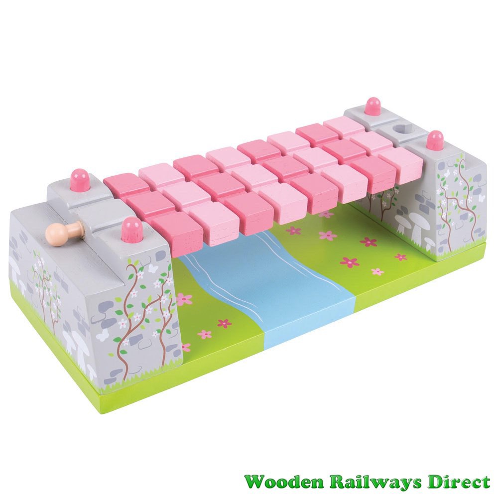 Bigjigs Wooden Railway Pink Rope Fairy Bridge