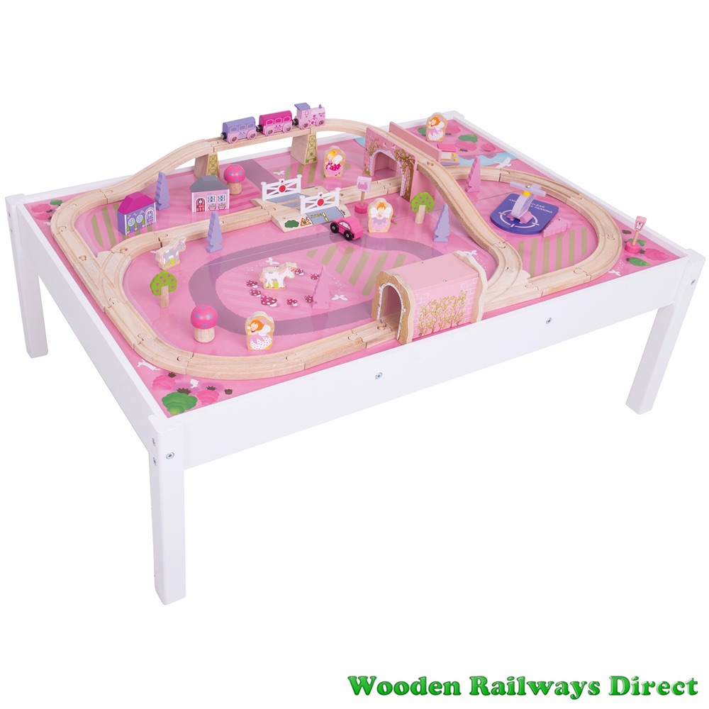 Bigjigs Wooden Railway Fairy Magical Train Set and Table