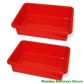 Bigjigs Wooden Railway Train Table Drawers (Red) ( Pack of 2) 