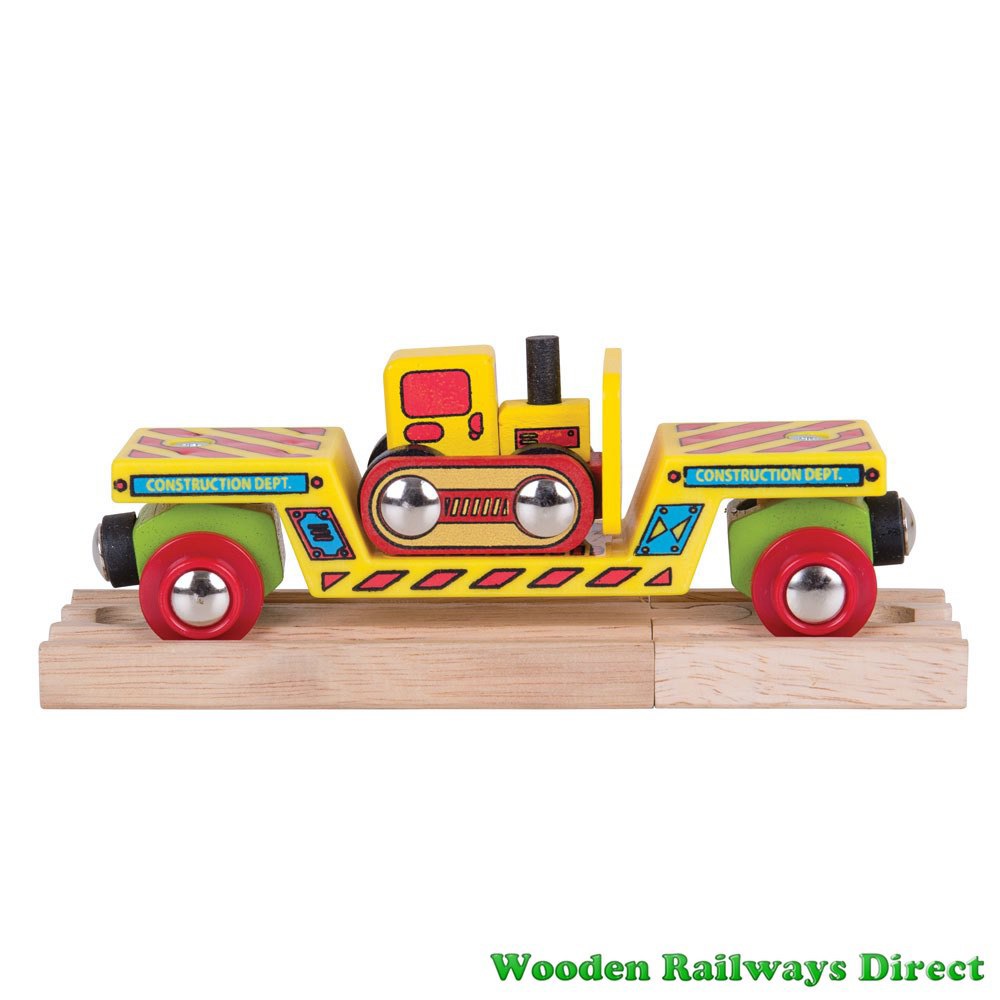 Bigjigs Wooden Railway Bulldozer Low Loader