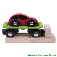 Bigjigs Wooden Railway Car Carriage with Car