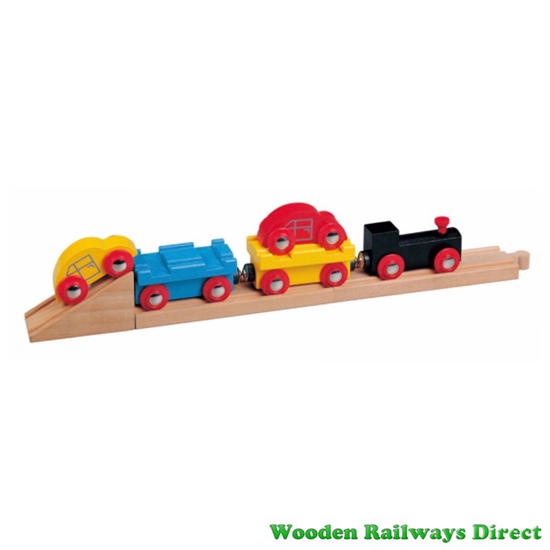 Wooden Railway Car Transporter Train