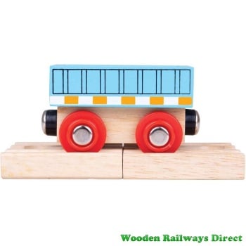 Bigjigs Wooden Railway Blue Wagon