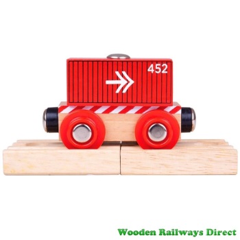 Bigjigs Wooden Railway Red Container Wagon 