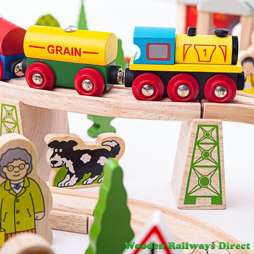 Wooden Railway Train on Track