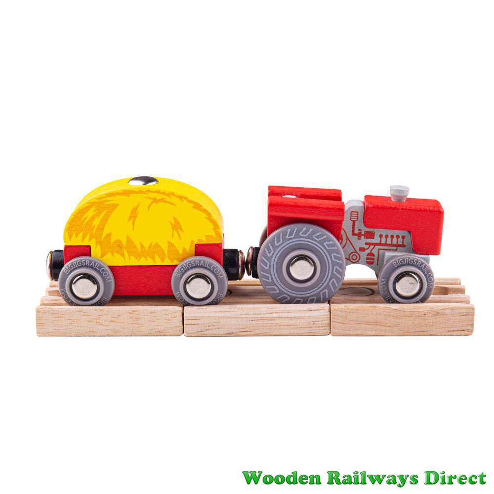 Bigjigs Railway Red Tractor and Wagon