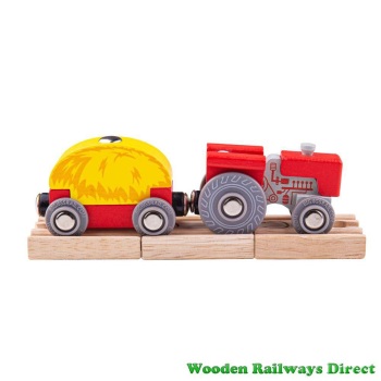 Bigjigs Railway Red Tractor and Wagon