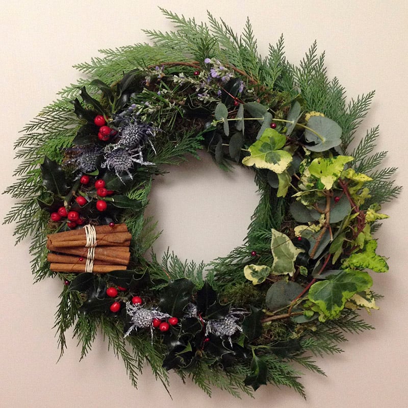 Ivy and holly christmas wreath