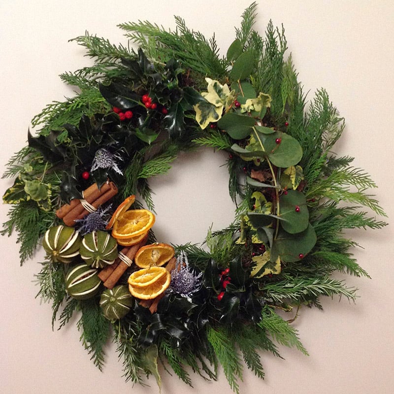 Dried lime, oranges and cinnamon wreath