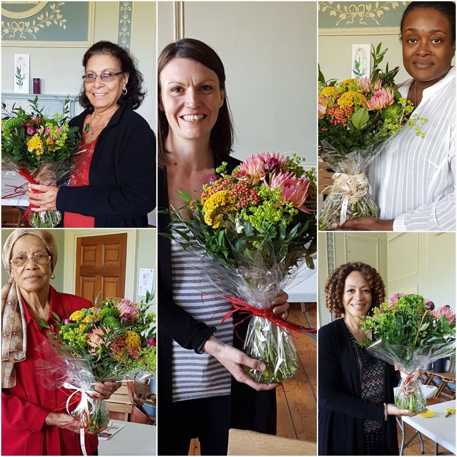 Images of flower arrangement classes.