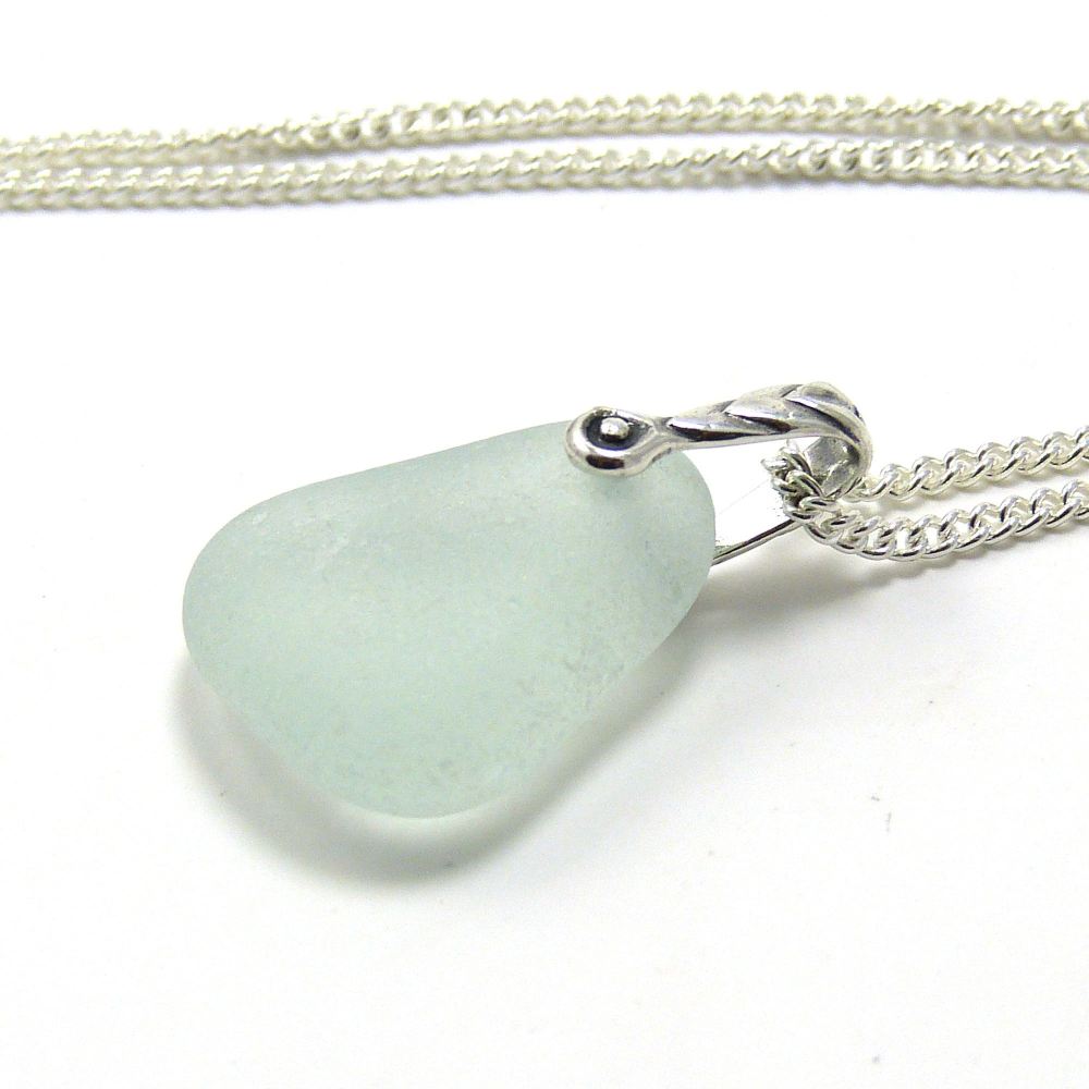 Seafoam Blue Sea Glass Necklace ZARA