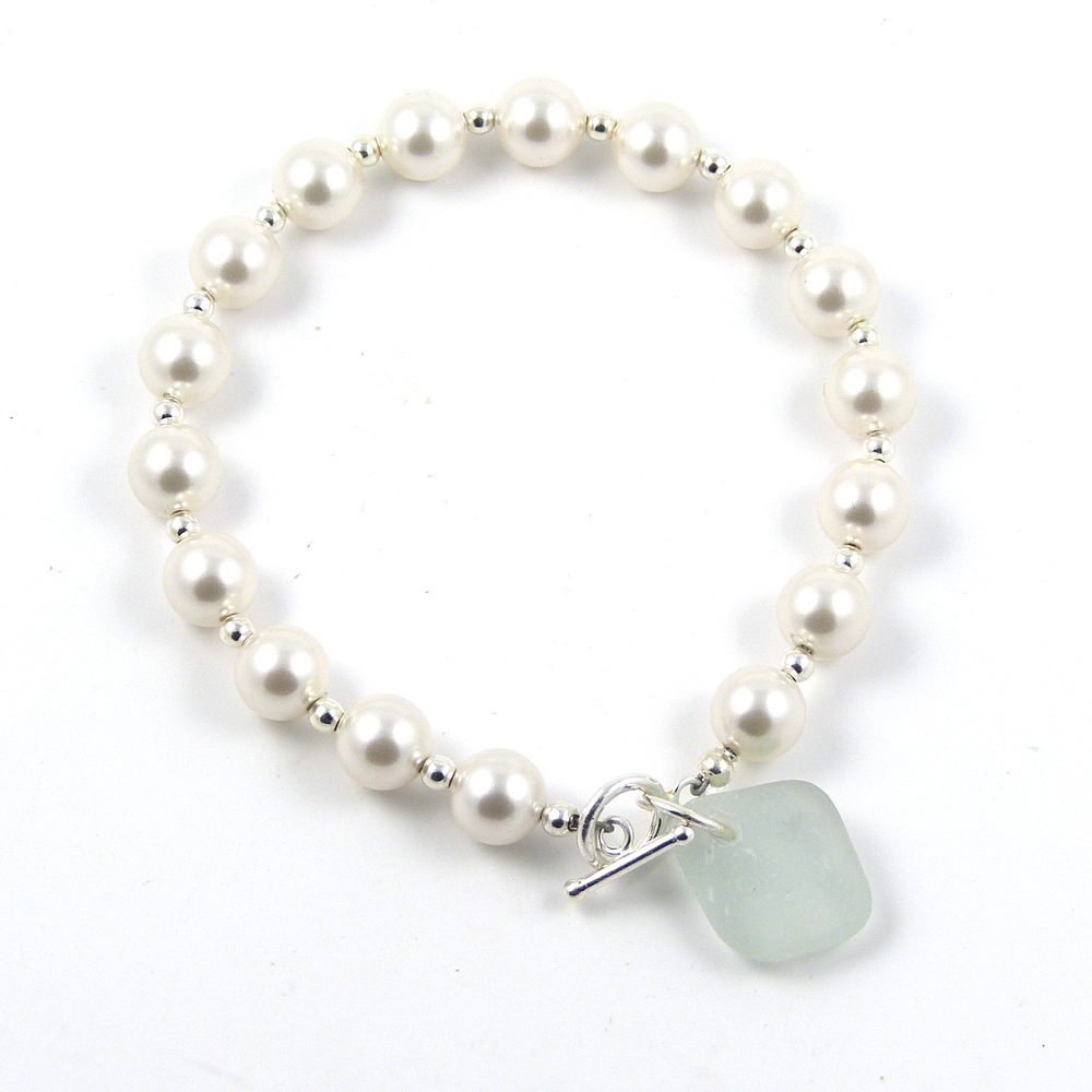 Swarovski Pearl and Sea Glass Bracelet