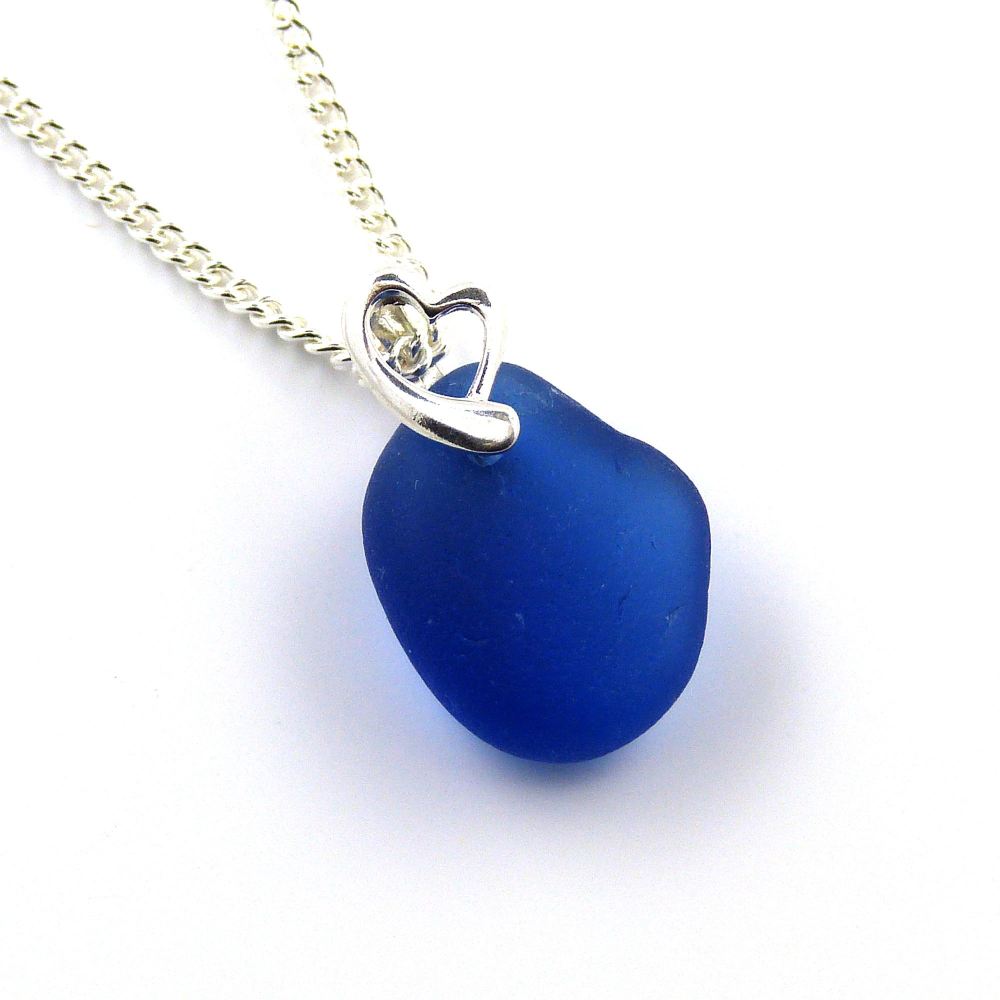 Rare Cobalt Blue English Sea Glass Necklace OLIVIA