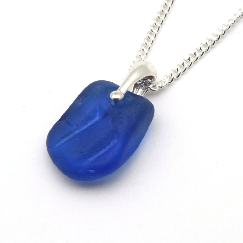 Rare Cobalt Blue English Sea Glass Necklace NICOLA