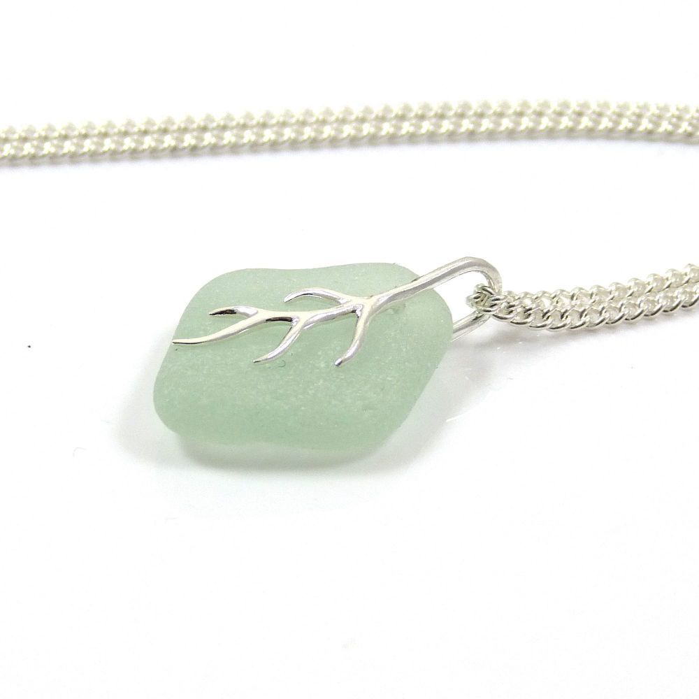 Seaspray Sea Glass And Silver Tendril Pendant Necklace HAYLEE