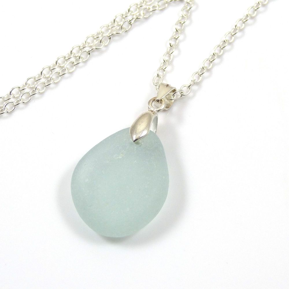 Pale Blue Sea Glass Necklace MARIA