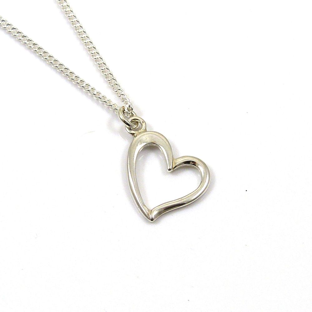 Sterling Silver Heart Necklace - Simple - Dainty - Minimalist