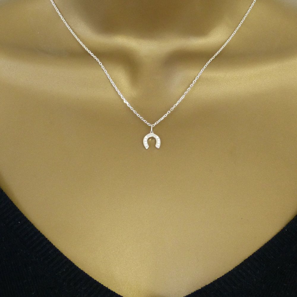 Sterling Silver Horseshoe Necklace Simple Dainty Minimalist