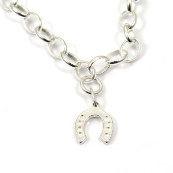 Sterling Silver Bracelet with Silver Horseshoe Charm 