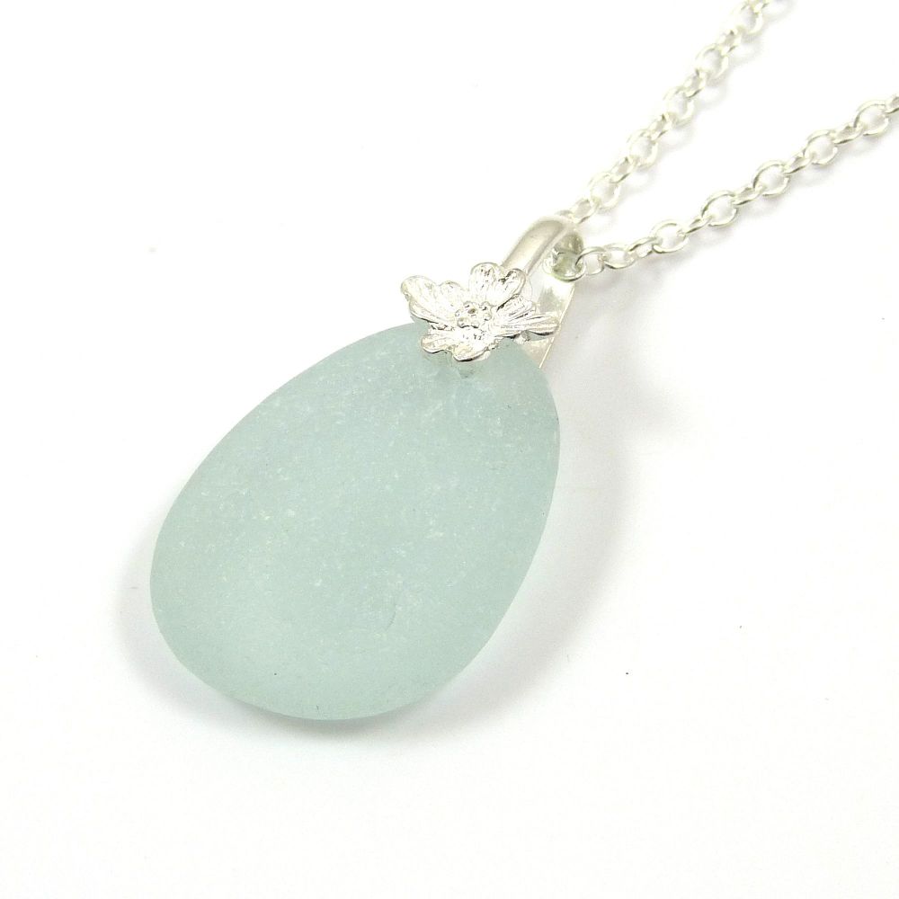 Pale Blue Sea Glass Necklace YSABEL