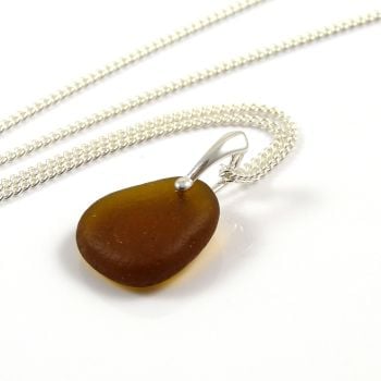Toffee Sea Glass and Silver Necklace DEVIN