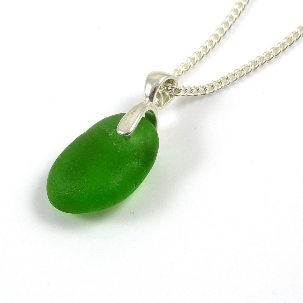 Emerald Green Sea Glass Necklace ADALIE
