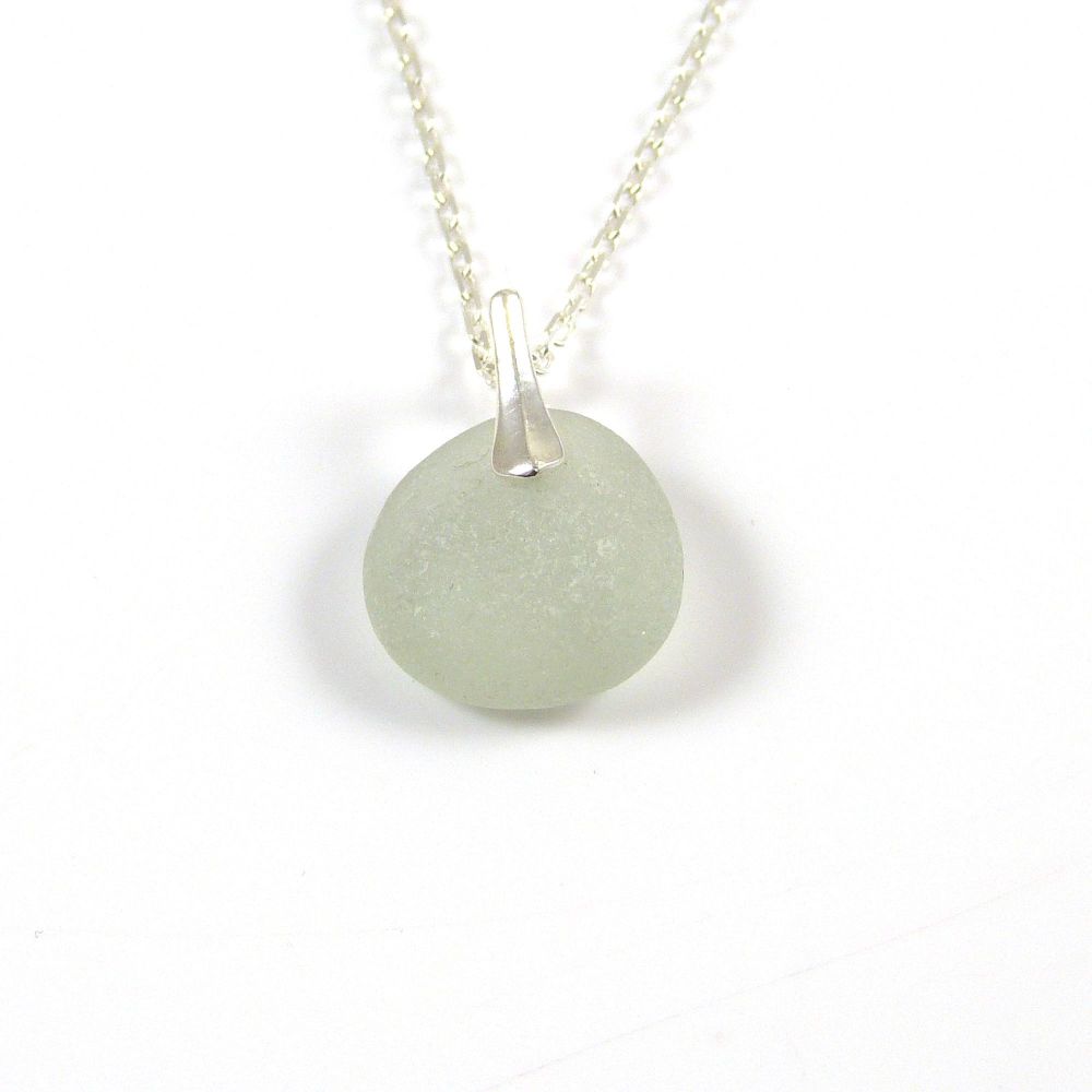 Morning Dew Sea Glass and Silver Necklace CLAIR