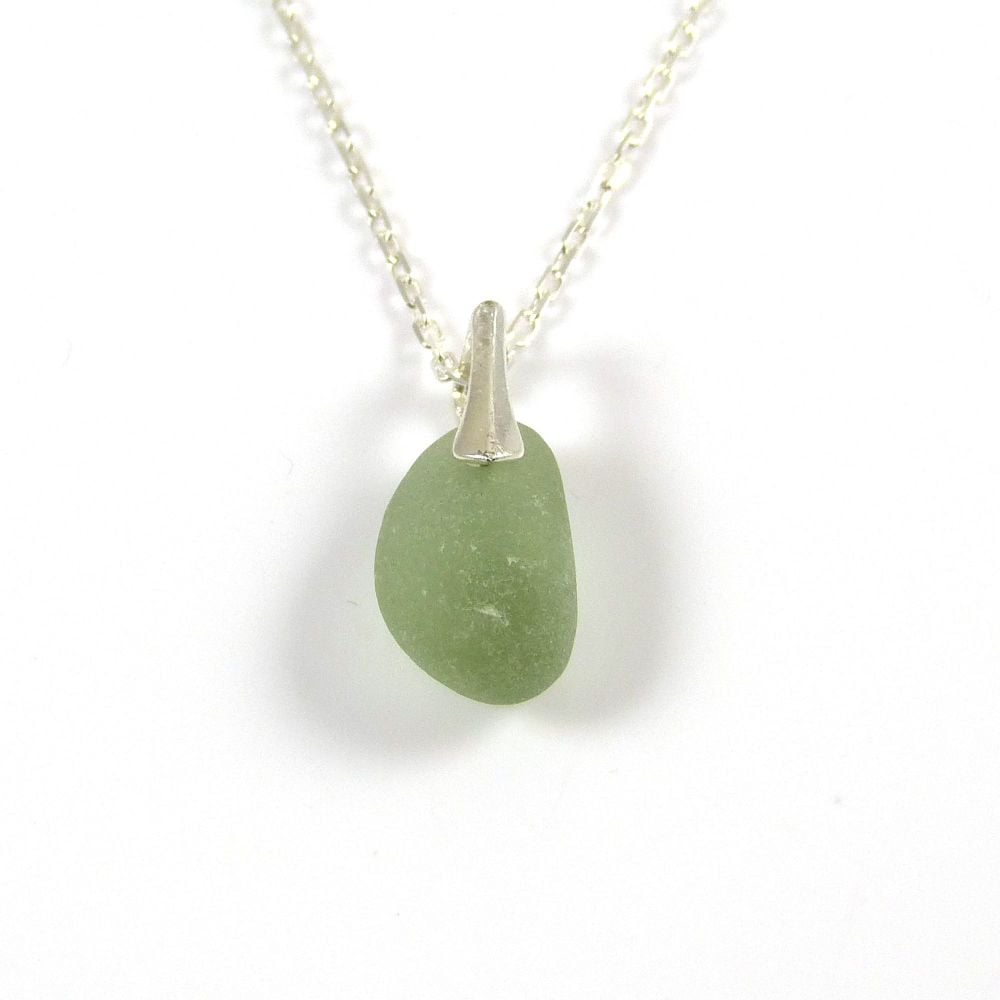 Jade Sea Glass and Silver Necklace AMIE
