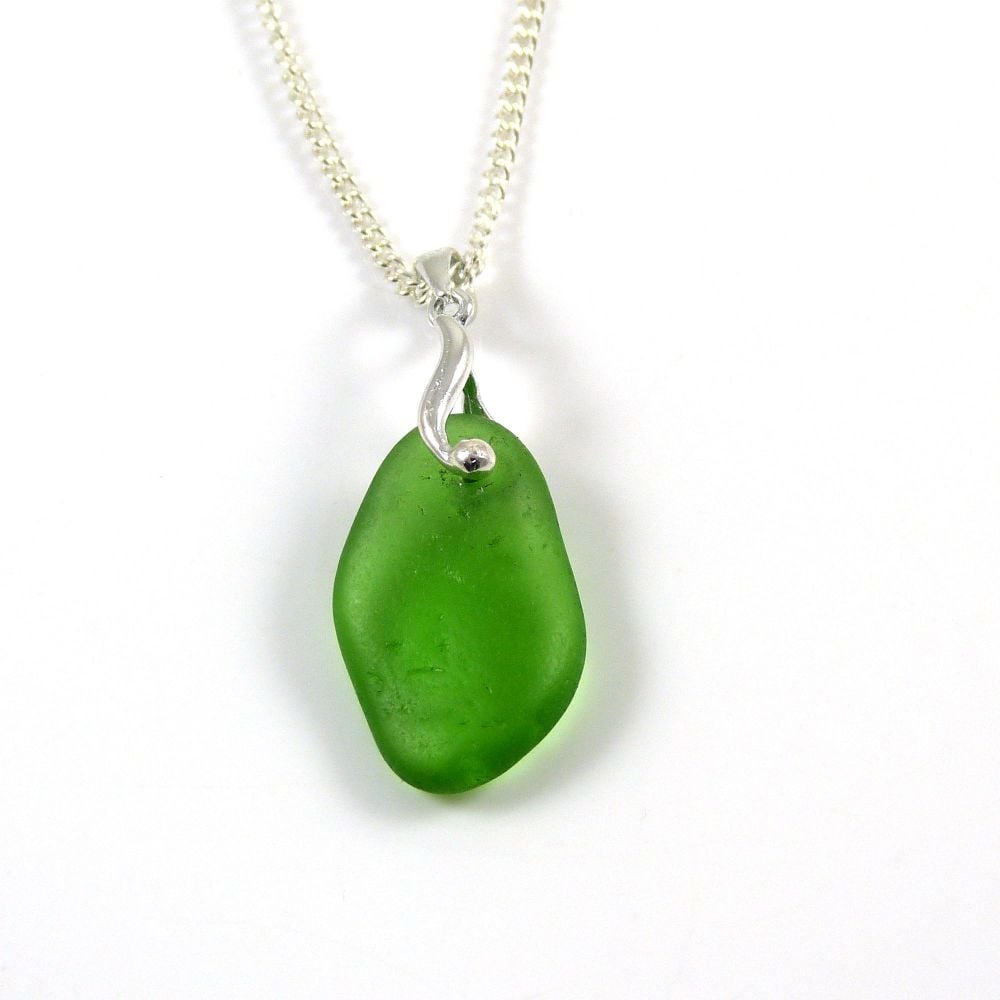 Emerald Green English Sea Glass Necklace EMMELINE
