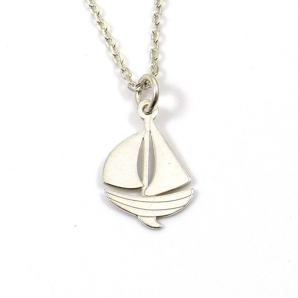 Sterling Silver Boat Necklace - Simple - Dainty - Minimalist