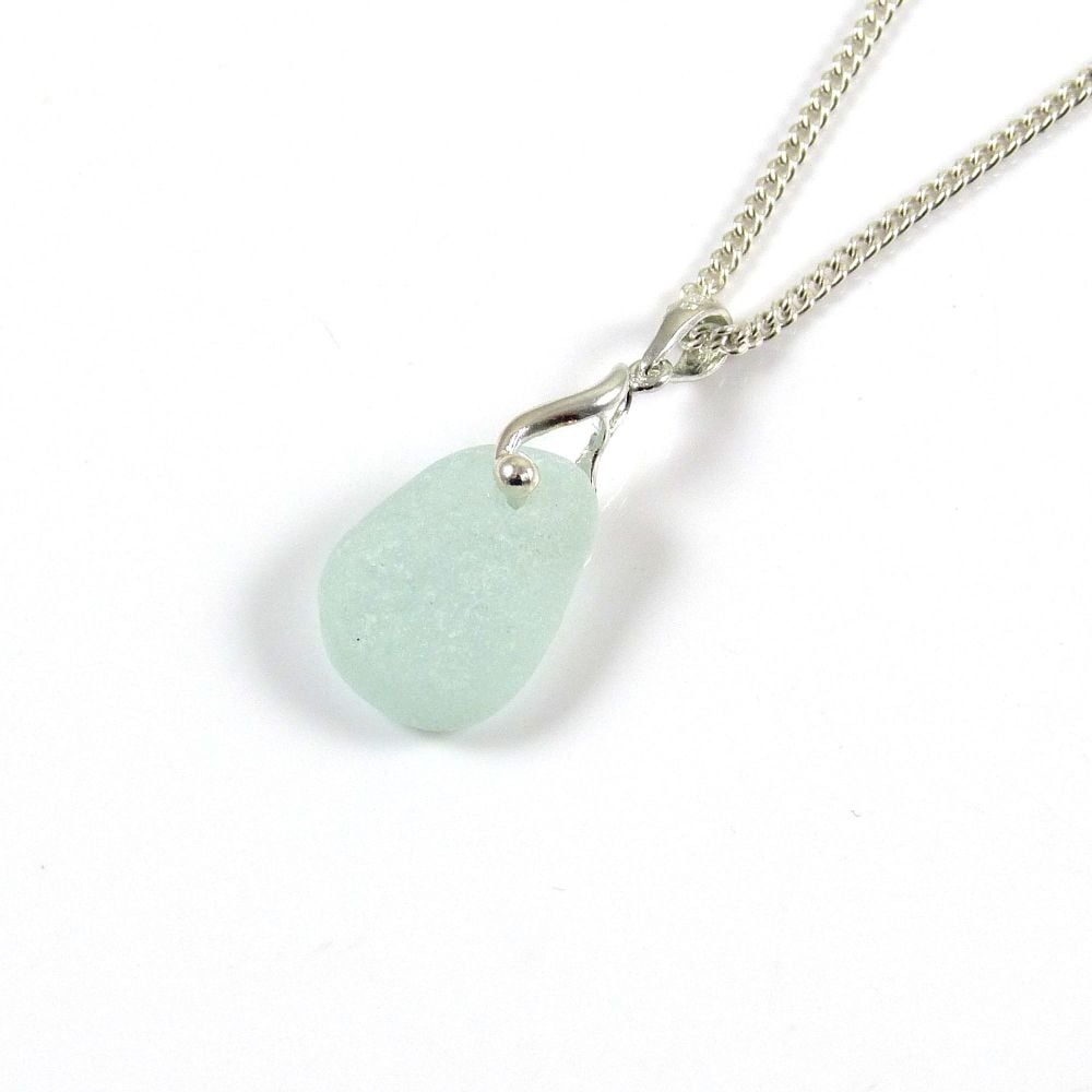 Honeydew Sea Glass and Silver Necklace NICOLETTE