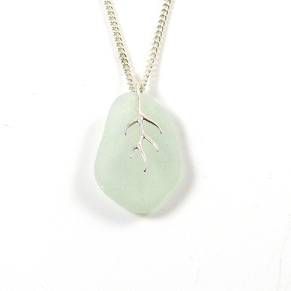 Seaspray Sea Glass And Silver Tendril Pendant Necklace LUCILE