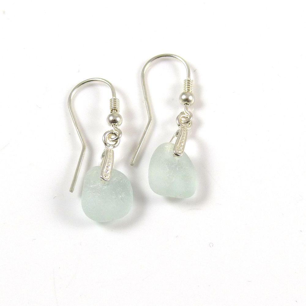 Seamist Sea Glass Sterling Silver Drop Earrings
