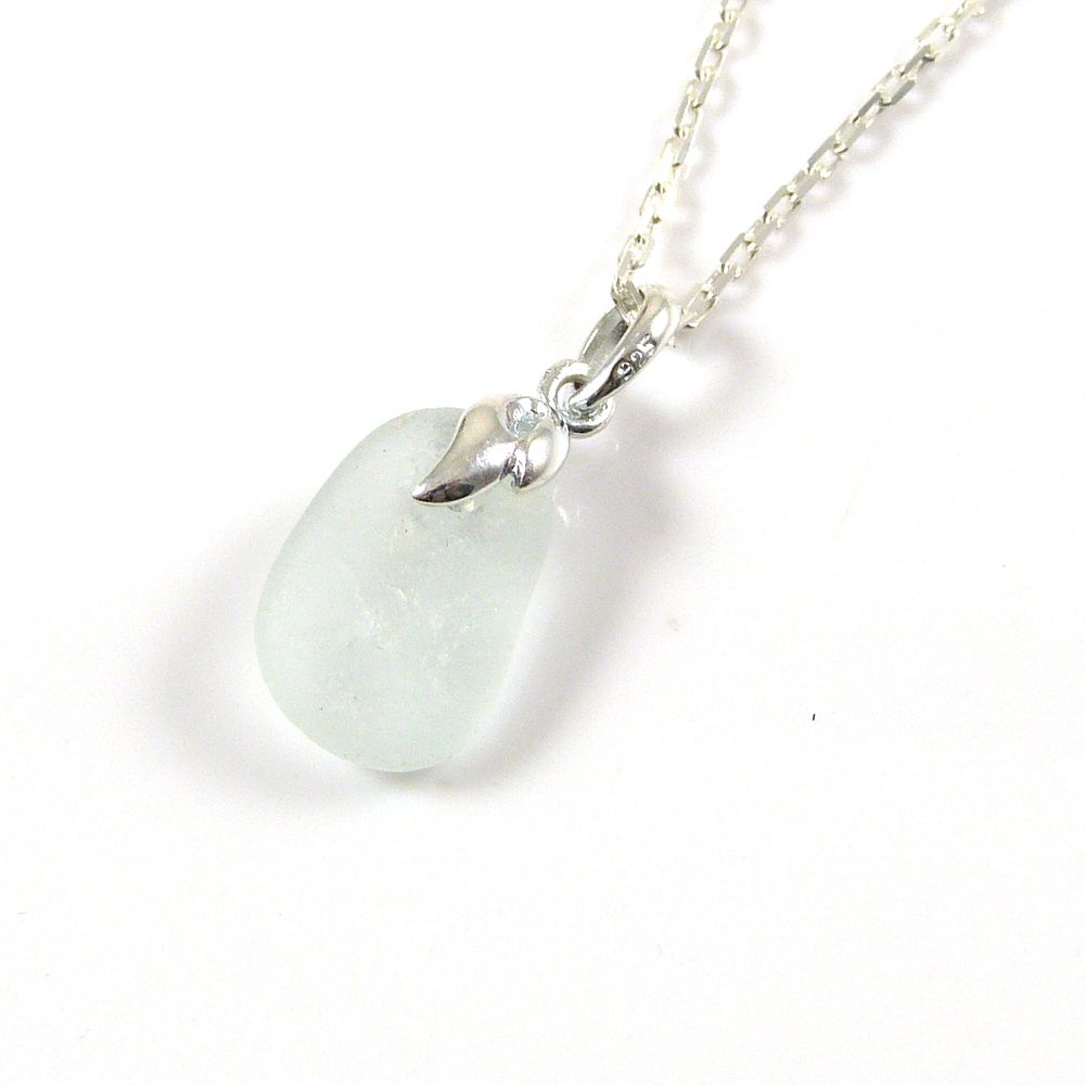 Morning Dew Sea Glass and Silver Necklace EMMA