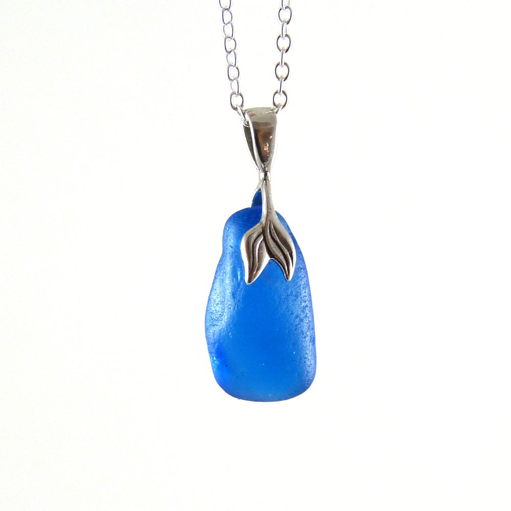 Sapphire Blue Sea Glass Necklace MERMAID CHLOE