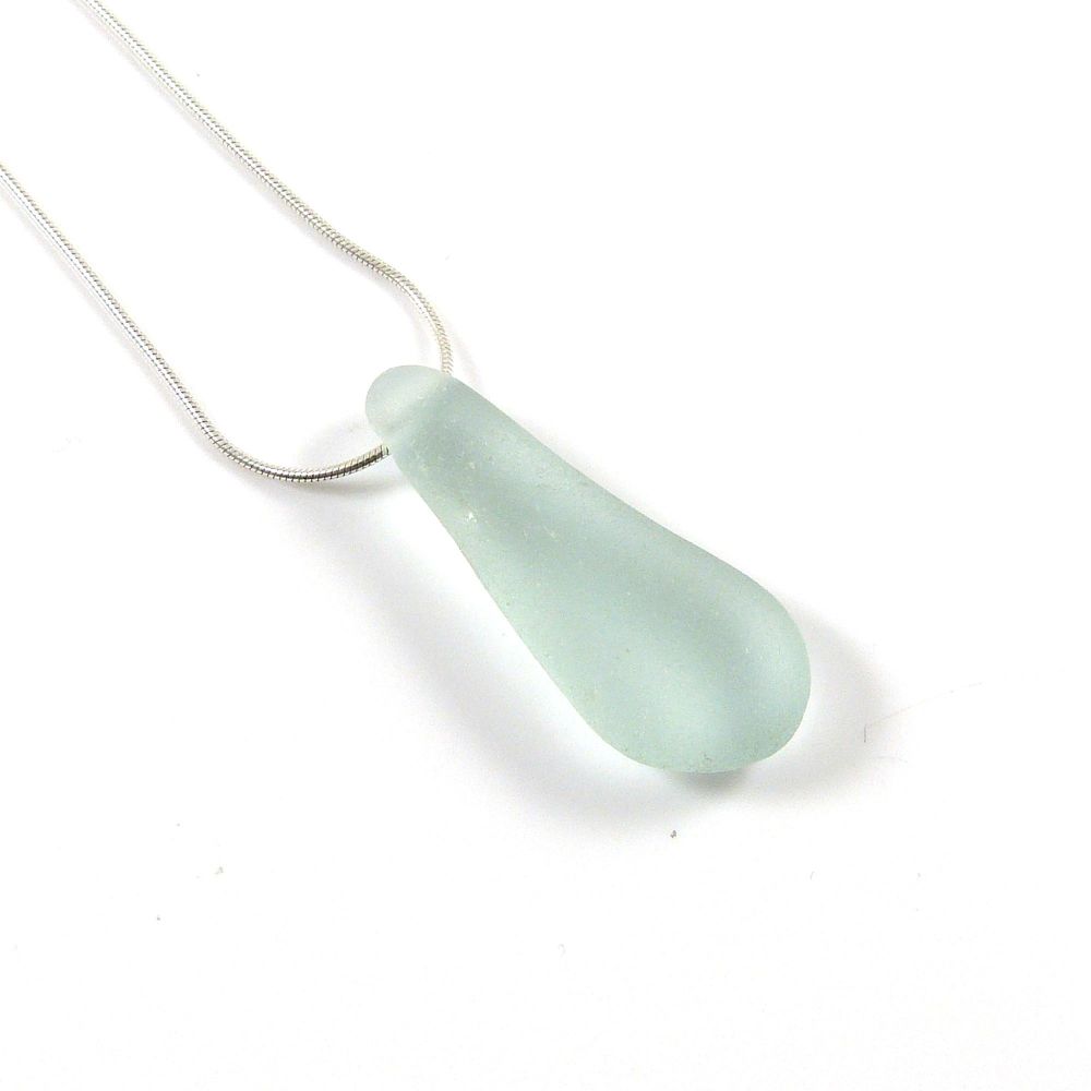Pale Blue Floating Sea Glass Necklace - ARIEL
