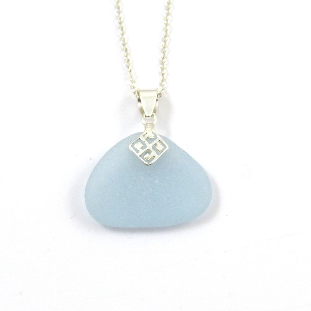 Rare Powder Blue Sea Glass Necklace CHIARA