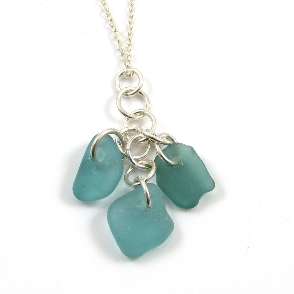 Turquoise Sea Glass Cluster Necklace SIRENA