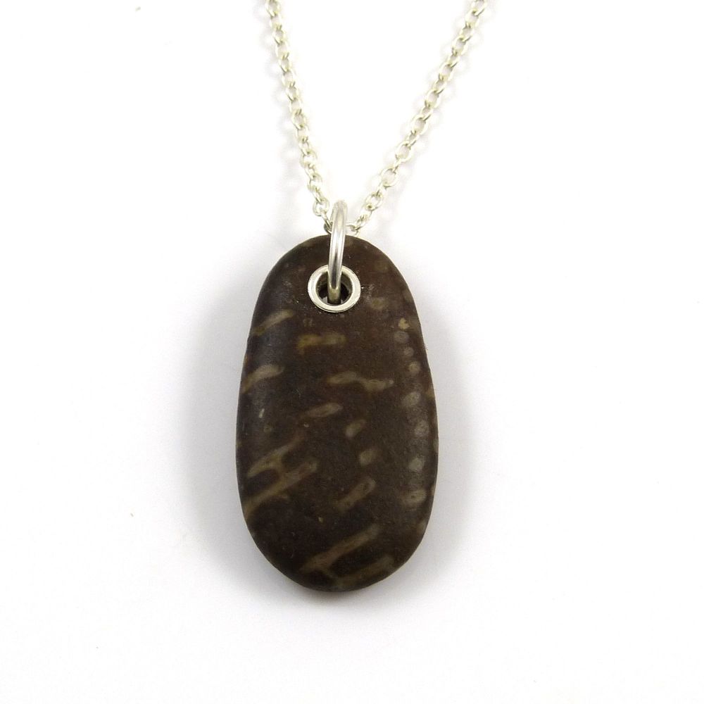 Brown Fossil Beach Stone Necklace