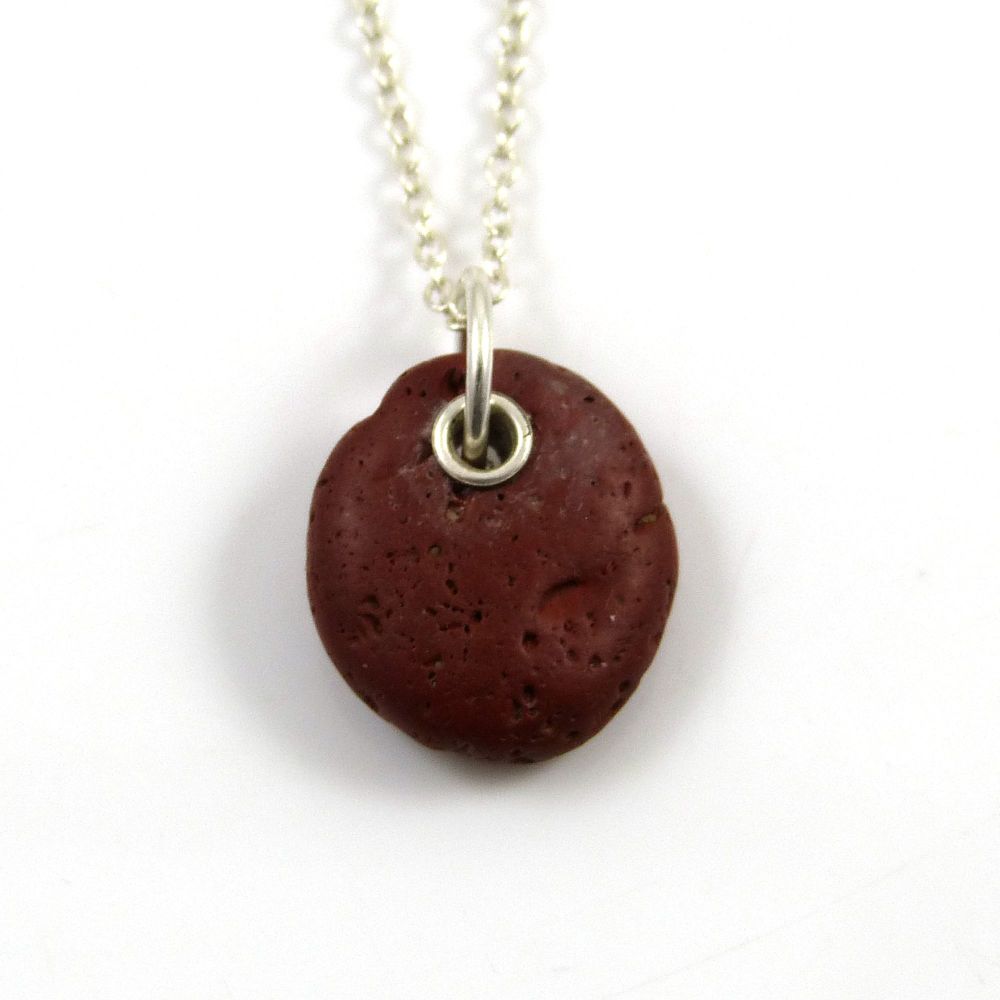Hand-drilled Beach Stone Necklace