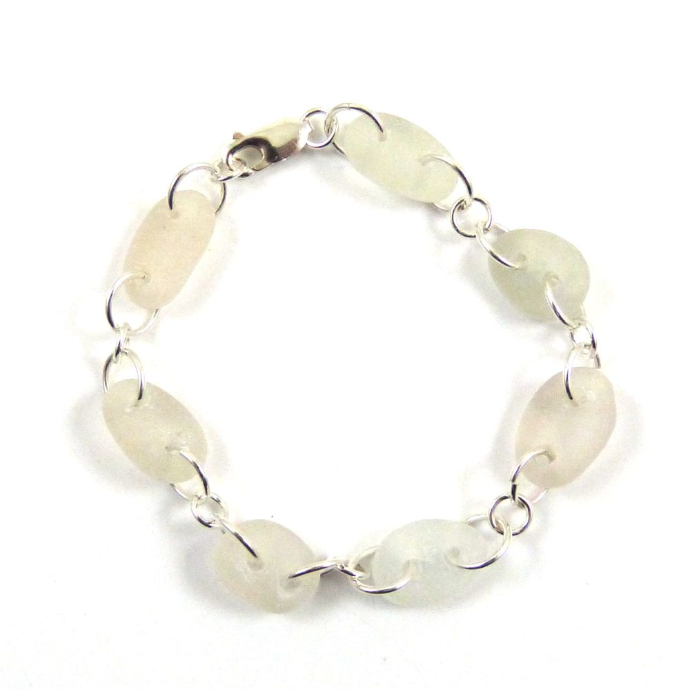 White Sea Glass Bracelet - Shades of White