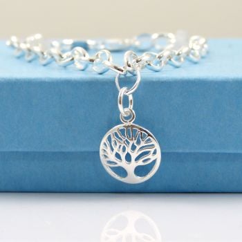 Sterling Silver Bracelet with Silver Tree of Life Charm