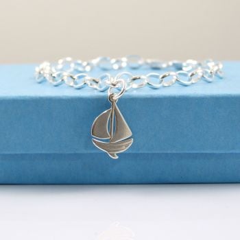 Sterling Silver Bracelet with Silver Sailing Boat Charm 