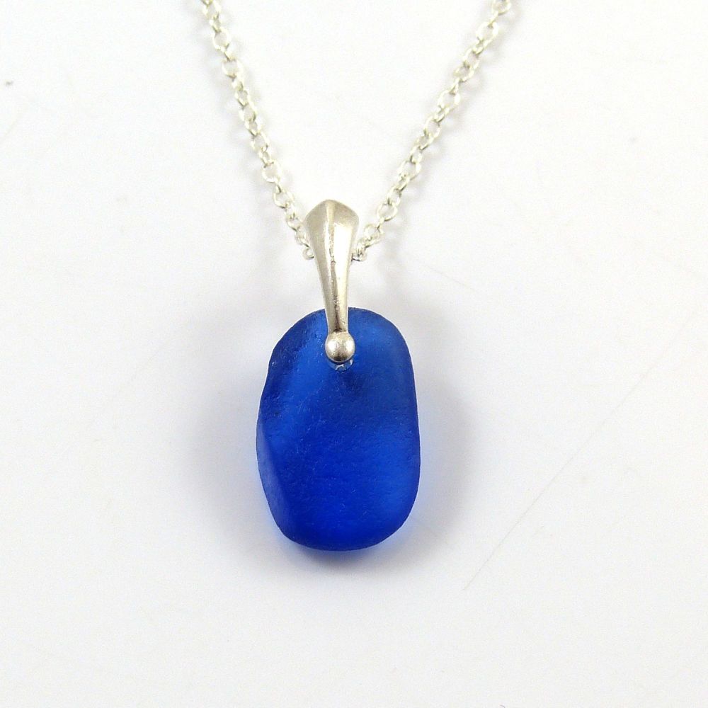 Rare Cobalt Blue English Sea Glass Necklace ANAIS
