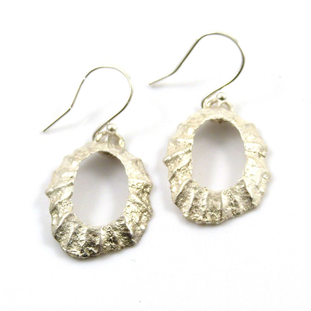 Sterling Silver Limpet Shell with Hole  Drop Earrings